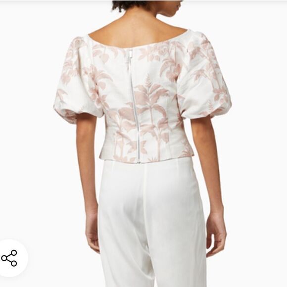 Ted Baker London Riverr Wide Neck Cropped Puff Sleeves Top.Size 6 =XXL - Picture 3 of 16